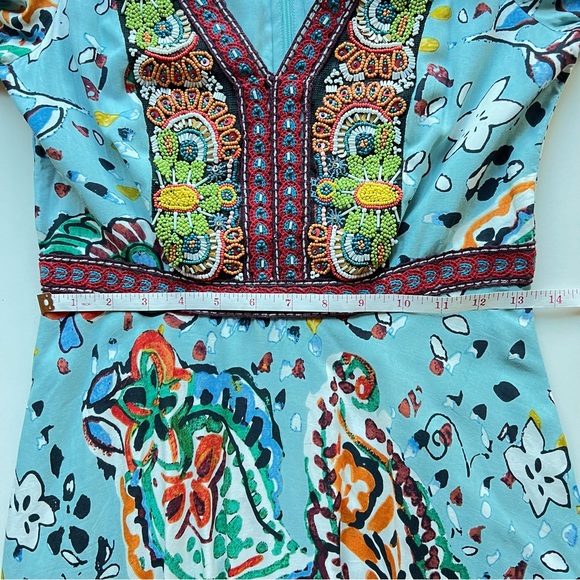 ANTHROPOLOGIE Akemi + Kin Karmina Sky Blue Beaded Dress with Pockets Size 2 - Picture 13 of 14